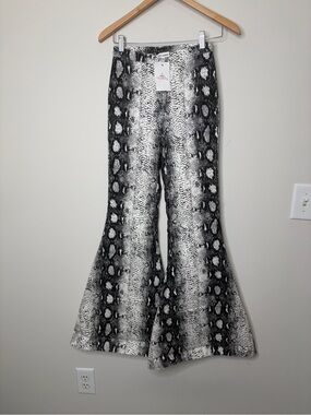 NWT Snake Print Flared Pants - Black & White western Cowboy rocker